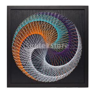 ストリングアートのキット 陰陽デザイン 20cm角64ピン釘打ち板