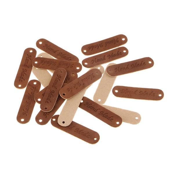20ピースレトロ合成PUレザータグDIY手作り縫うラベルパッチコーヒー
