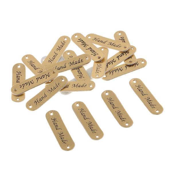 20ピースレトロ合成PUレザータグDIY手作り縫うラベルパッチゴールド