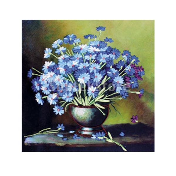 初心者ブルーデイジーパターンdiyの家の壁の装飾のためのリボン刺繍キット