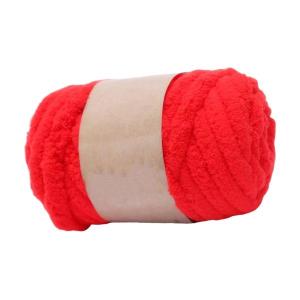太い分厚い糸手編み DIY 重量糸スローラグ作る織り赤