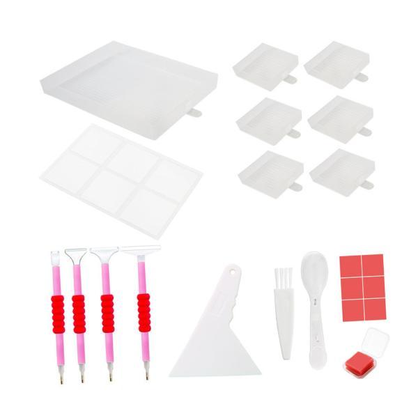 5D ダイヤモンド絵画トレイキット DIY クラフト フリップドリルプレート ビーズ仕分けトレイ ク...