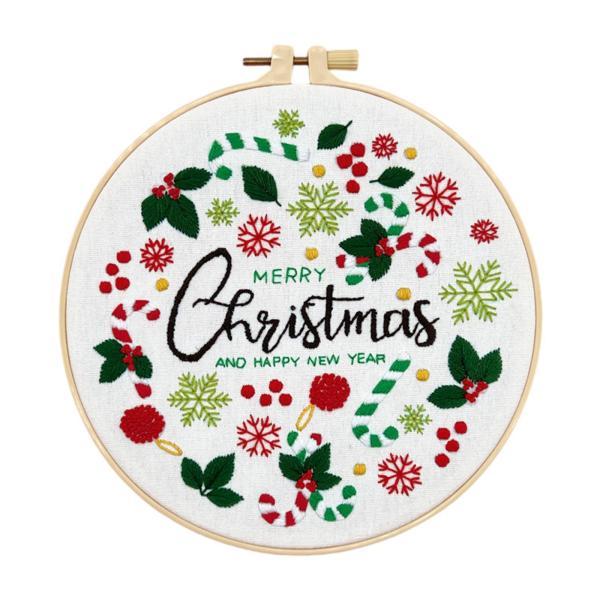 初心者向けクリスマス刺繍キット 説明書付き スタータークロスステッチスカーフ