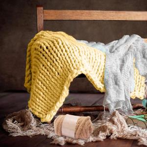 チャンキーウール糸 DIY 洗える重量糸 織りクラフト かぎ針編みラグ作り用 イエロー