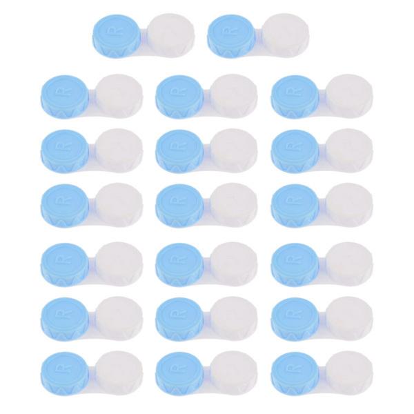 20個のミニコンタクトレンズボックストラベルレンズケースコンテナホルダーブルー