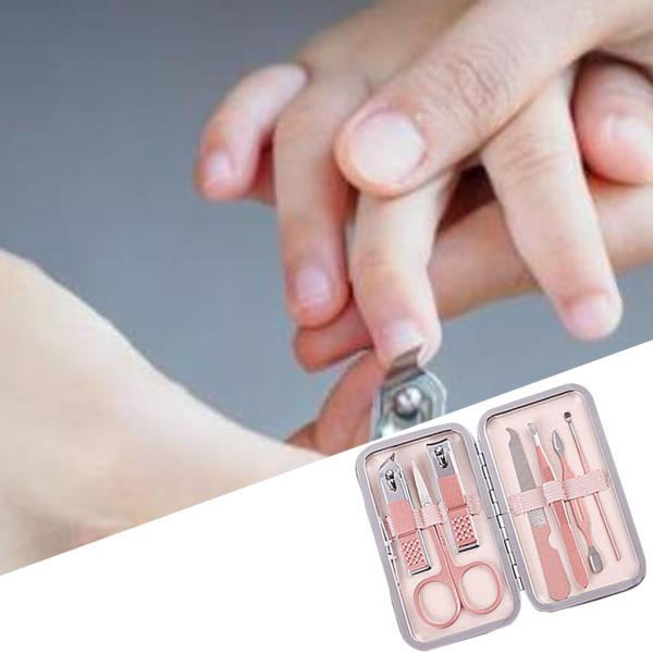 女性と男性のための爪切りセットステンレス鋼ペディキュアキューティクルポータブル7個セット