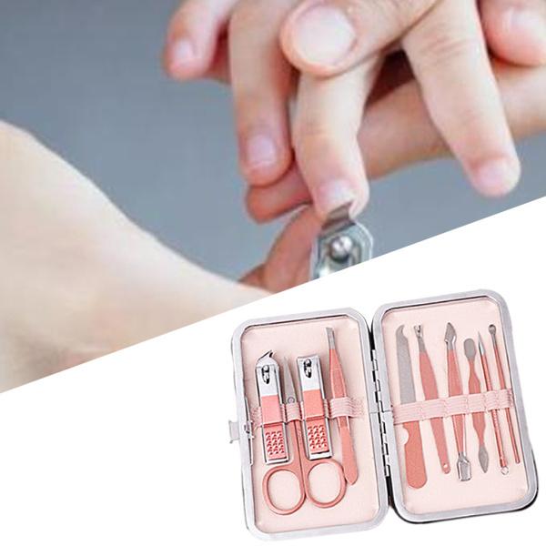 女性と男性のための爪切りセットステンレス鋼ペディキュアキューティクルポータブル10個セット