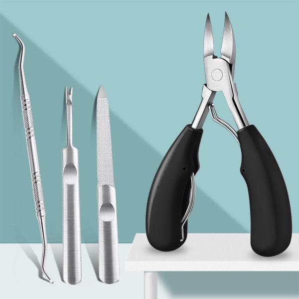 爪切りセット足の爪ニッパーステンレス鋼トリム厚い爪男性黒