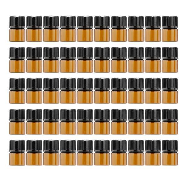 アロマテラピー用50xアンバーミニガラスボトルインナープラグ1ml