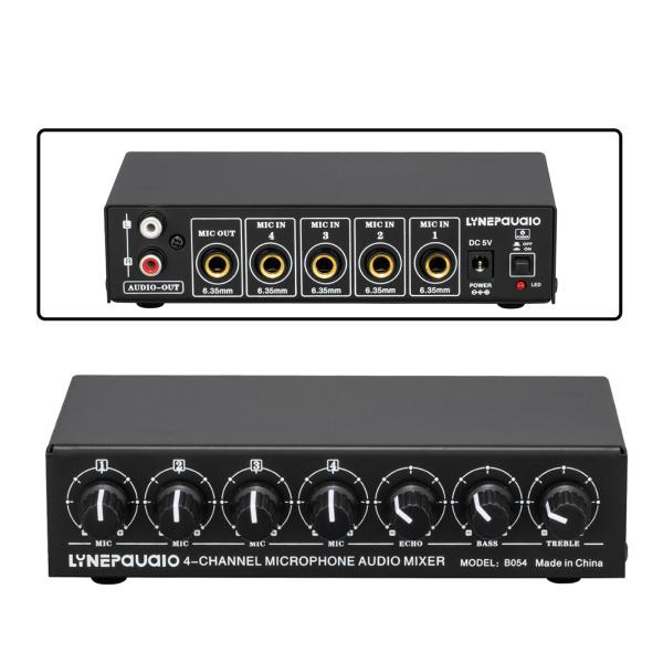 スモールクラブ用4ウェイマイクオーディオミキサーステレオ165x82x38mm