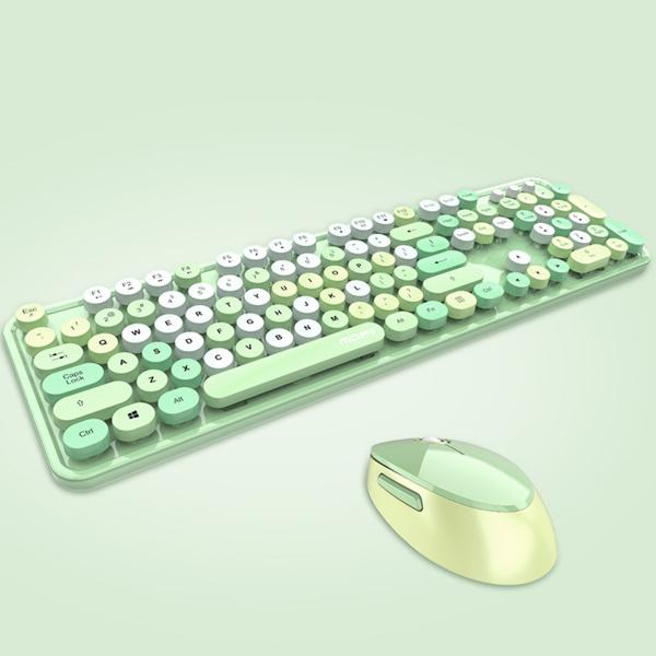 テンキーグリーンのマウスコンボ付きミニワイヤレス2.4Gキーボード