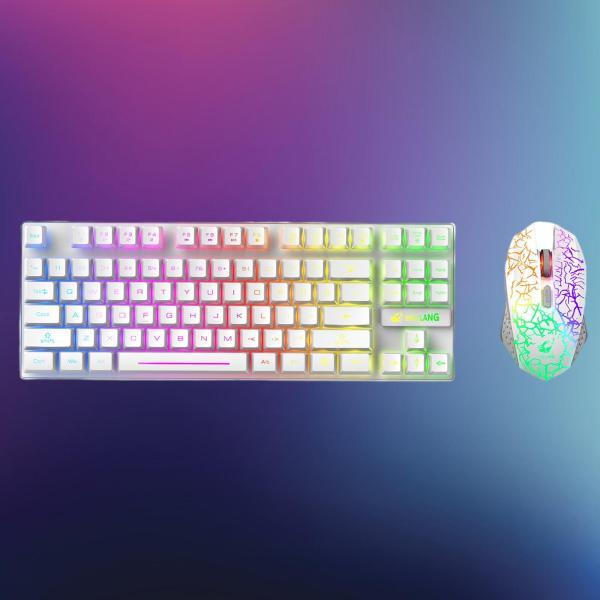 ゲーミングワイヤレスRGBバックライト付きキーボードとマウスのコンボ2400dpiホワイト
