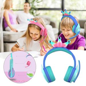 Crown Kids Headphones with Microphone Soft Earmuffs PC blue