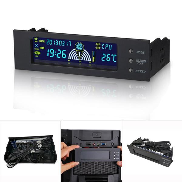 コンピュータ温度表示画面5.25インチハードウェアセカンダリ画面LCD画面フロントパネル外部拡張DI...