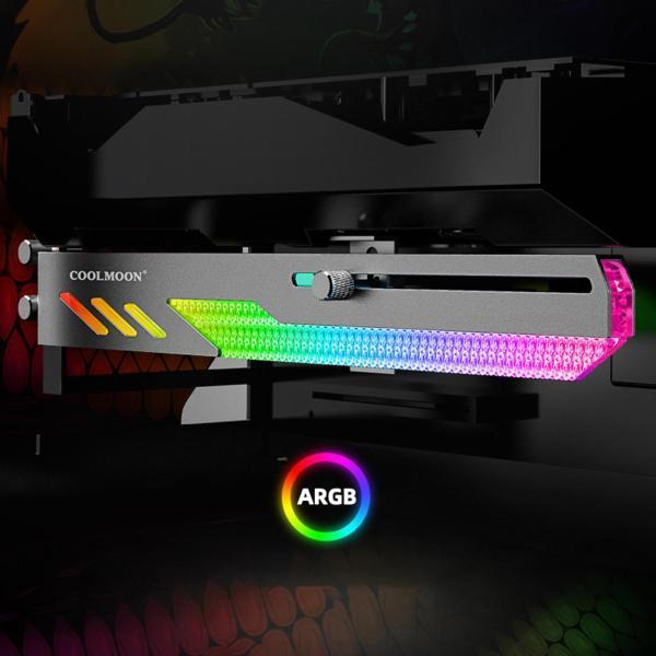 GPUサポートホルダー5Vスライド調整アルミニウム合金RGBストリップブラック