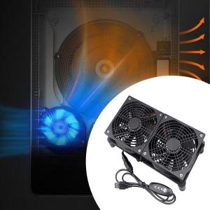 コンピュータファンラジエーター 2400RPM DIY 冷却換気排気プロジェクト 5V USB デュアル冷却ファンセットトップボックス用
