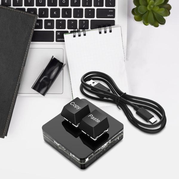 コピーアンドペースト 2 キーキーボード RGB USB ミニキーボード 2 キーオーディオ描画用ブ...