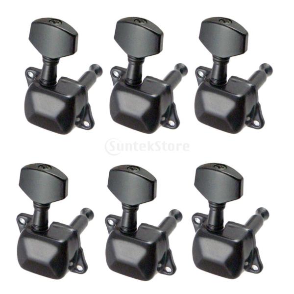 6個 セミキュロド エレクトリックギター用 チューニングペグ チューニングキー ブラック