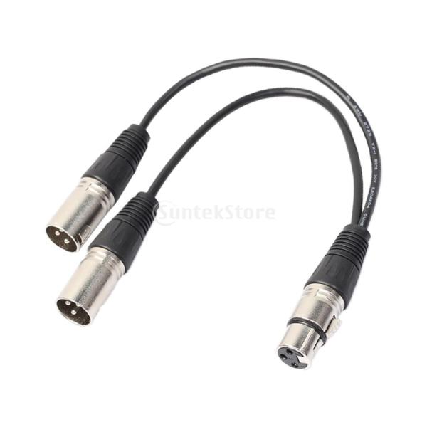 3ピン XLRメス‐デュアルオスプラグ ケーブル Yスプリッタ マイクロフォン スタジオ用 アクセサ...