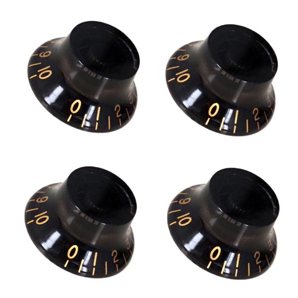 LPギターのための4xギター音量トーンコントロールノブブラックゴールドワード
