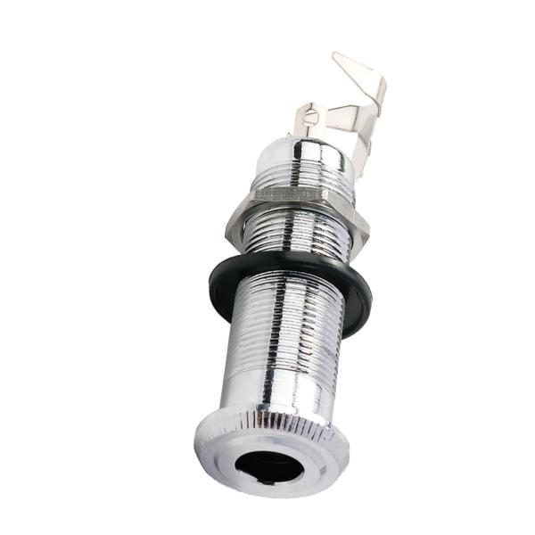 6.35mmエレキギターシリンダークリップエンドピンモノラルパネルメッキ出力ジャック