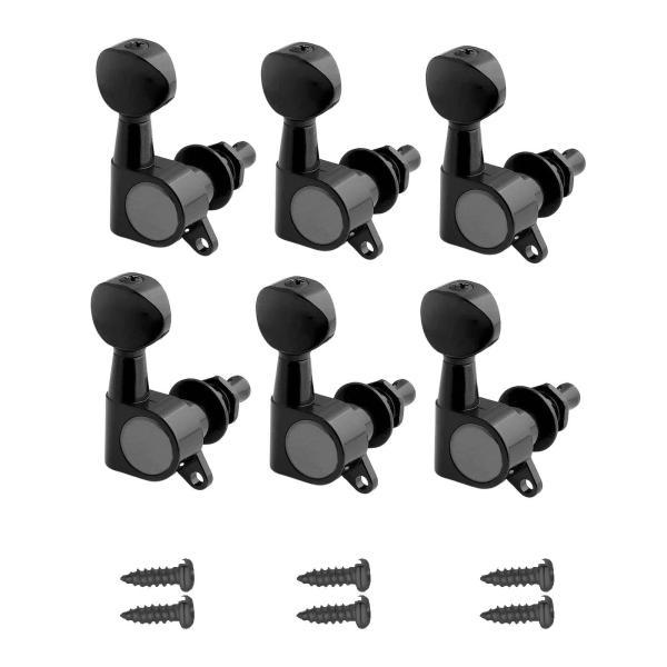 6x ギター チューニング ペグ 密閉弦ペグ クラシック ギター エレキギター ブラック 6R