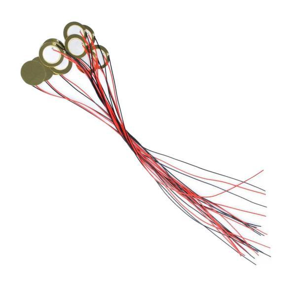 15 個のピエゾピックアップ 35mm ピエゾディスクアクセサリー 10 インチケーブル付き 真鍮と...