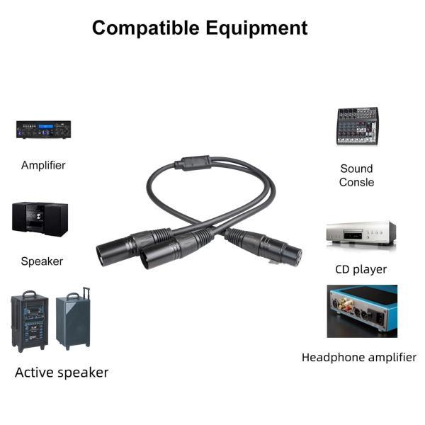 XLRスプリッターケーブル 1メス-2オスマイクケーブル アンプミキサー用 50cm