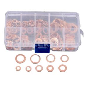 200個9サイズフラットワッシャー詰め合わせキット-ワッシャーハードウェア-銅ワッシャーセット-ネジ用フラットガスケットボルト自動車M5