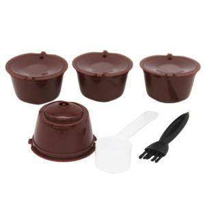 4x再利用可能なカプセルDolceGustoBrown用の詰め替え可能なコーヒーカプセルポッド