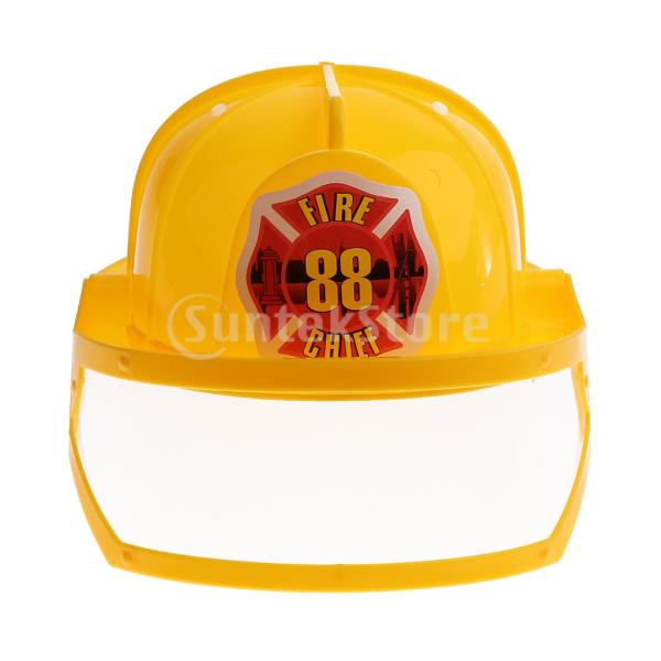 子供 ままごと ごっこ遊び 消防士 安全ヘルメット 調整可能な 帽子 イエロー