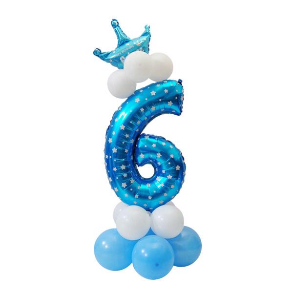 すべての番号0から9のプリンスプリンセスクラウンバルーン列セットの誕生日の装飾