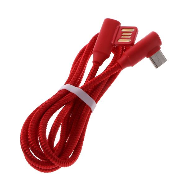 タイプC マイクロU 高速データ/充電ケーブル 編組式 L字型コネクタ 全2色