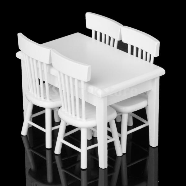 5pcsダイニングテーブルチェアモデルセット1:12ドールハウスミニチュア家具