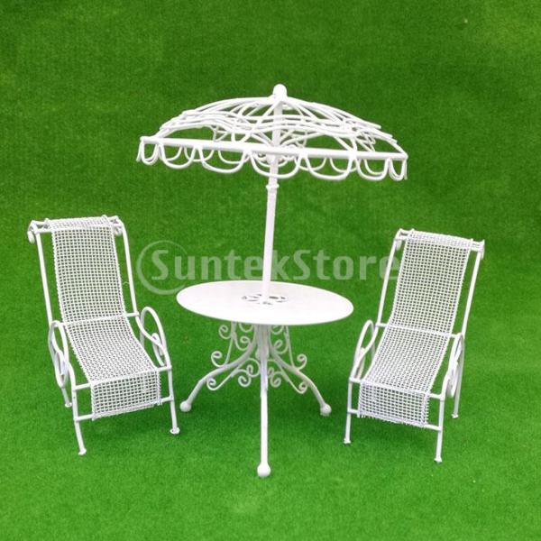 屋外ガーデンシーンモデル1/12ドールハウスミニチュアテーブルチェアセット