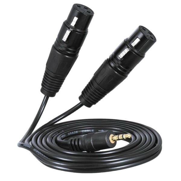 黒 3.5mm TRSオス-デュアルXLRメス バランス インターコネクト オーディオケーブル 全3...