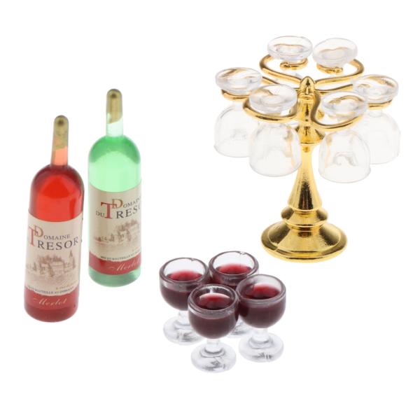 13ピース/個1:12ドールハウスワイングラスゴブレットラックモデル手作りの装飾アクセサリー