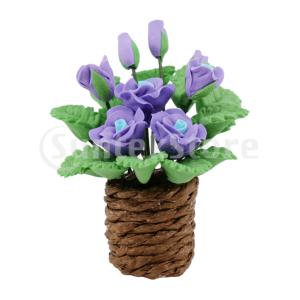 1/12ドールハウスミニチュアミニハンドメイドフラワー(花瓶モデルルームテーブル飾り付き)DIY