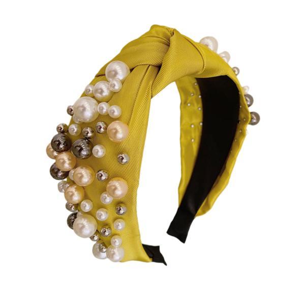 真珠ヘッドバンド女性ノットヘアバンドターバンツイストヘッドフープファッションヘアアクセサリー