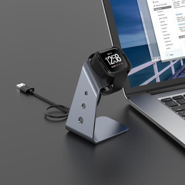 FitbitVersa用の金属製USB充電ケーブル充電器ドッククレードル