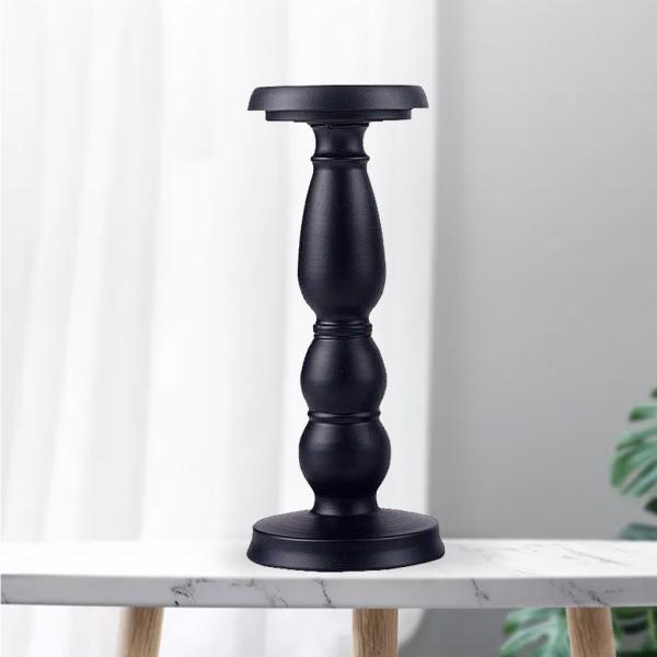 黒シンプルなレトロ鉄燭台柱キャンドルホルダー.ダイニングテーブルの装飾.3サイズオプション
