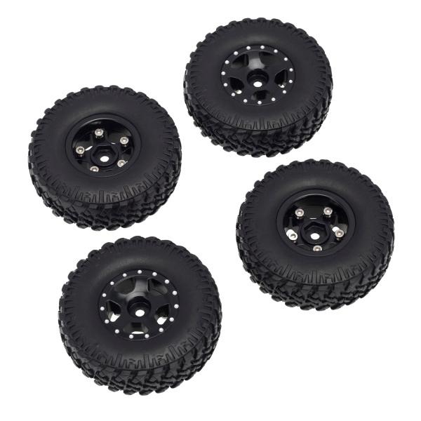 RCタイヤ4本ホイールタイヤ1 / 24RCクローラーオフロードカー用ラバータイヤアキシャルSCX2...