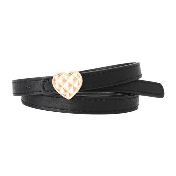 伸縮性ウエストベルトゴールドハートピンバックルフェイクレザーレディシンウエストバンド