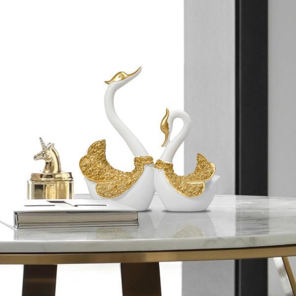 かわいい白鳥の恋人の像動物の彫刻のインテリアリビングルームの家の装飾