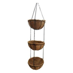 装飾用ココナッツファイバーライナーフラワーポット付き3層ハンギング