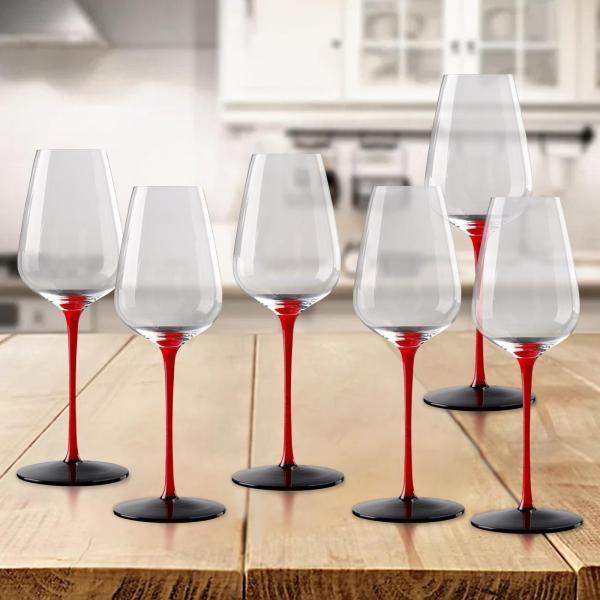 結婚記念日ブルゴーニュの家のための6xワイングラスゴブレットガラス製品テイスティングカップ