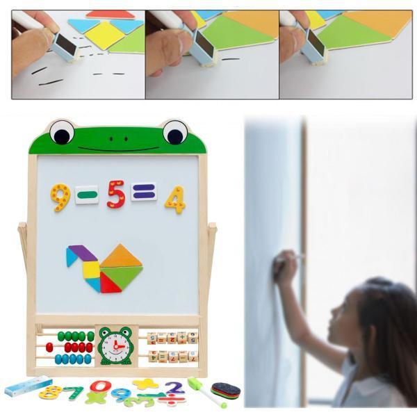 消去可能な両面製図板、アートイーゼル教育学習子供のおもちゃパズルゲームホワイトボード黒板、男の子女の...