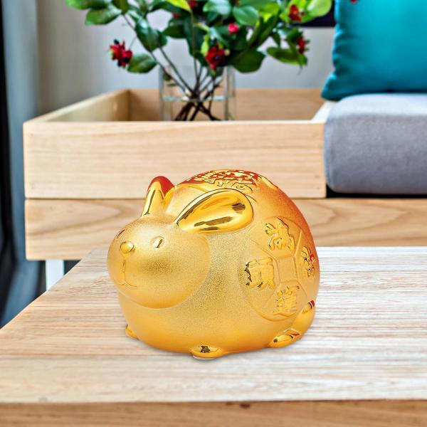 休日の家の装飾オフィスのための幸運なウサギのお金の銀行の動物の置物像