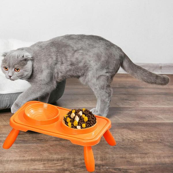 キャットフードボウル 水とフードボウル、実用的で簡単に食べられる耐久性のあるポータブル給餌皿 子猫猫...