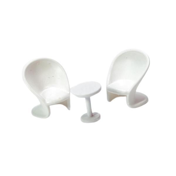 3x 1/64 ラウンド テーブルと椅子モデル ミニチュア コレクション ジオラマ 砂のテーブル レ...